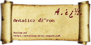 Antalicz Áron névjegykártya